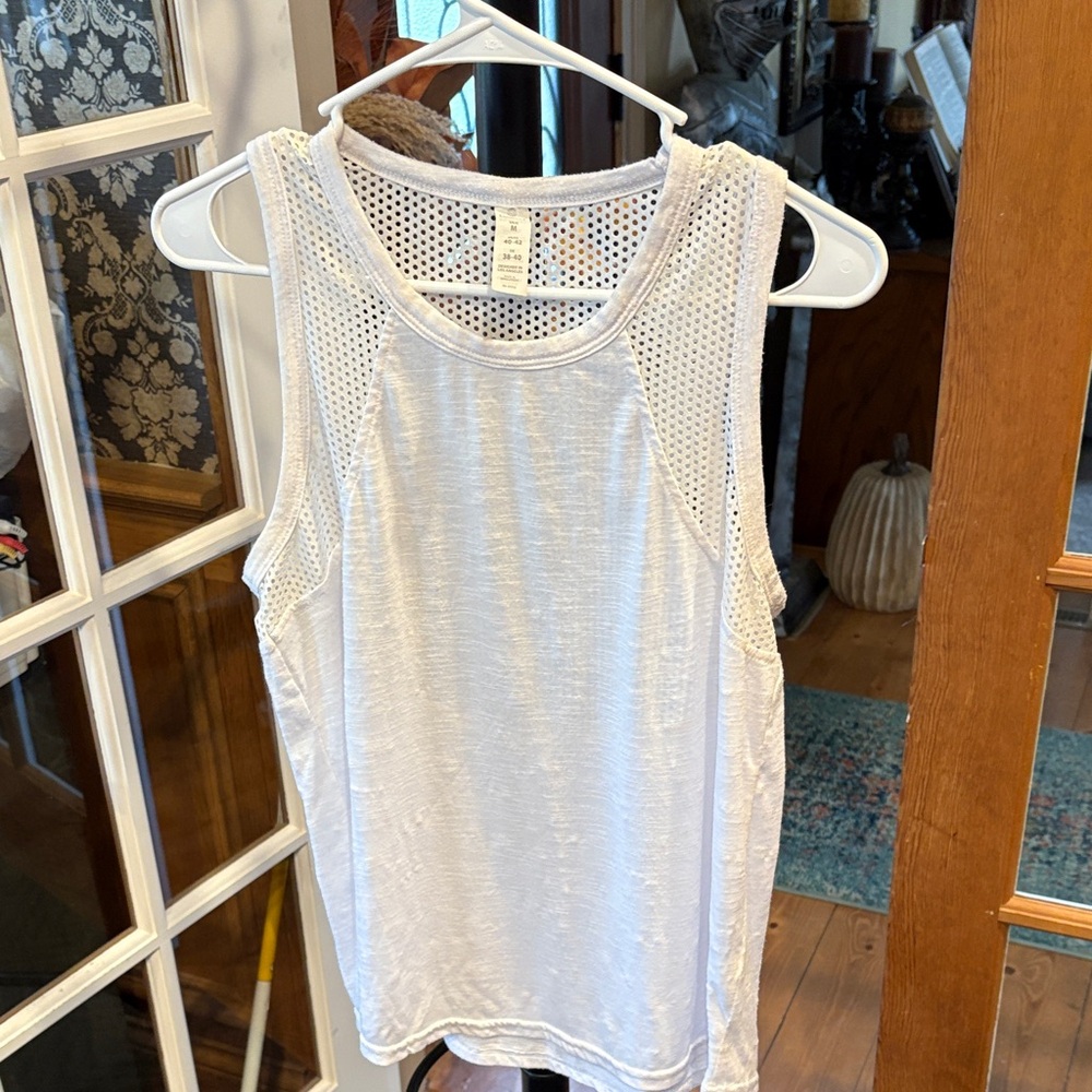White Sleeveless Mesh Top